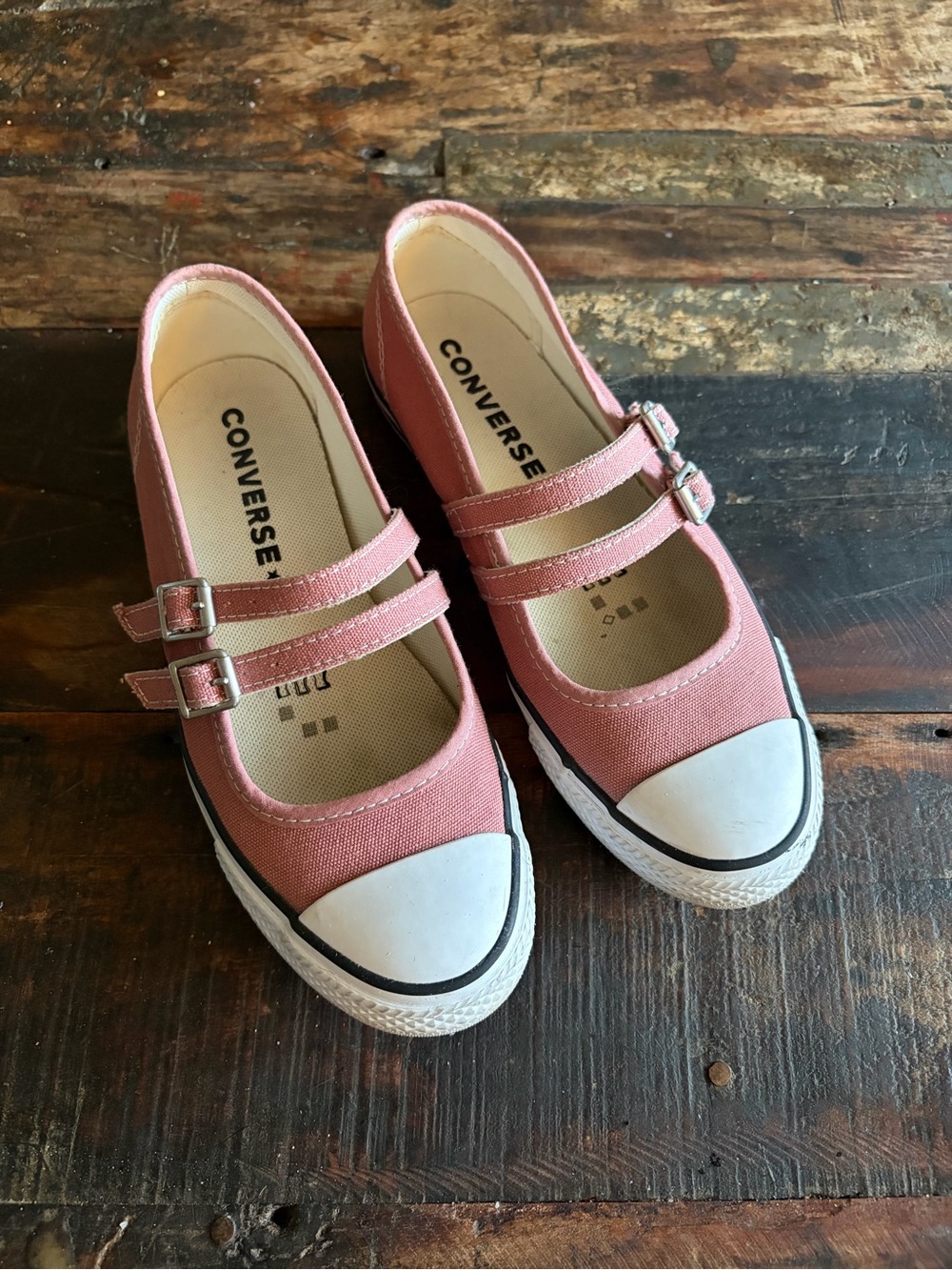 Converse DAINTY Pink Double-Strap Canvas Mary Jane Sneakers 6